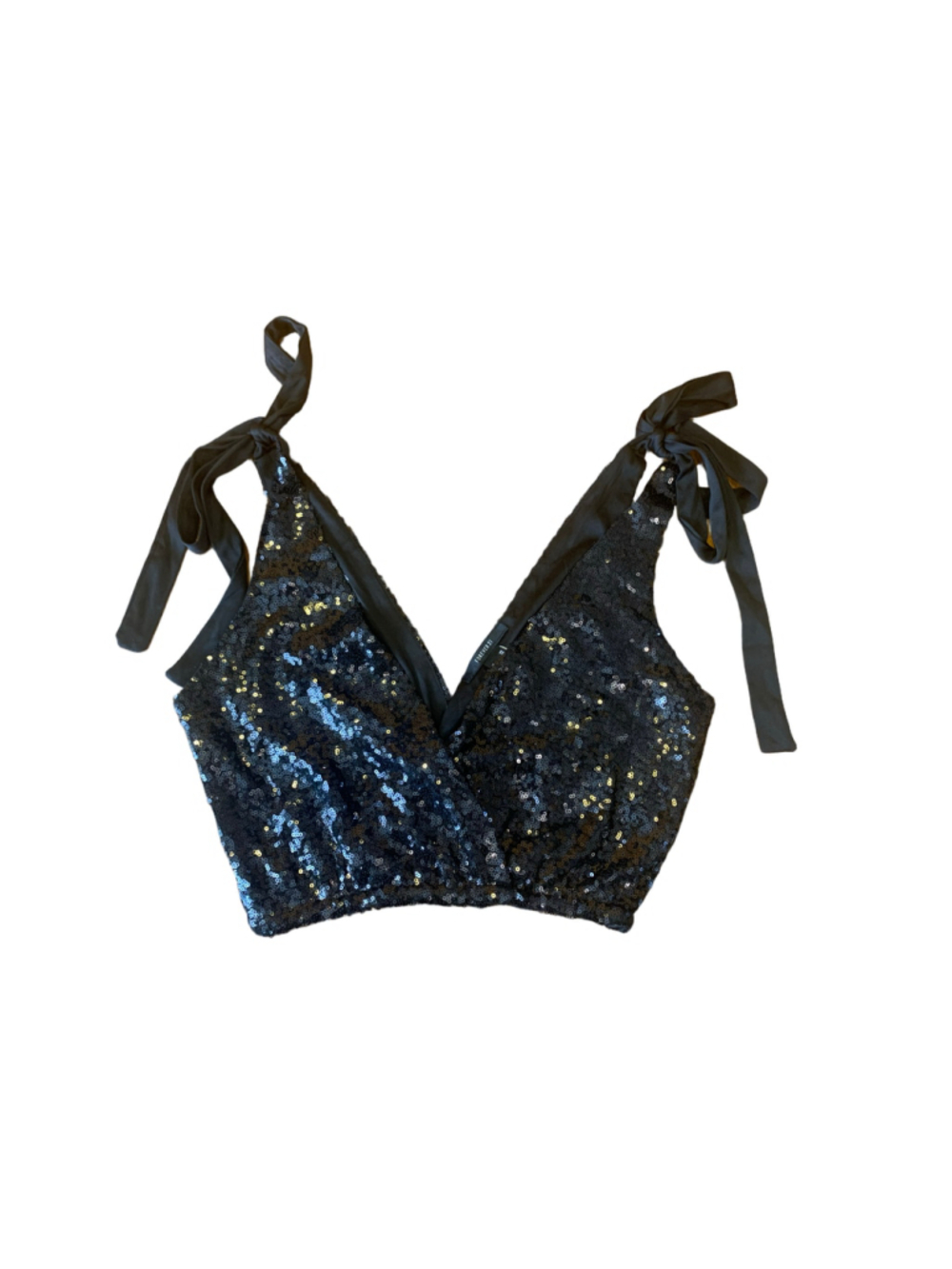 Forever 21 Black Sequin Crop Top Size XS